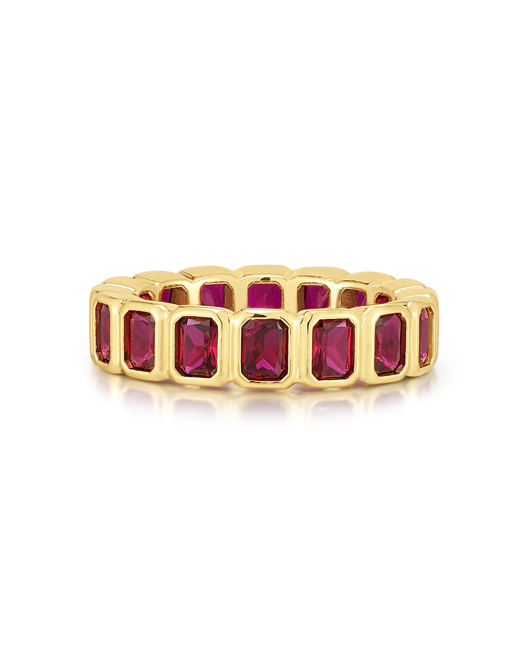 Bezel Emerald Ballier Ring - Ruby Red - Gold