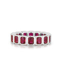 Bezel Emerald Ballier Ring - Ruby Red - Silver