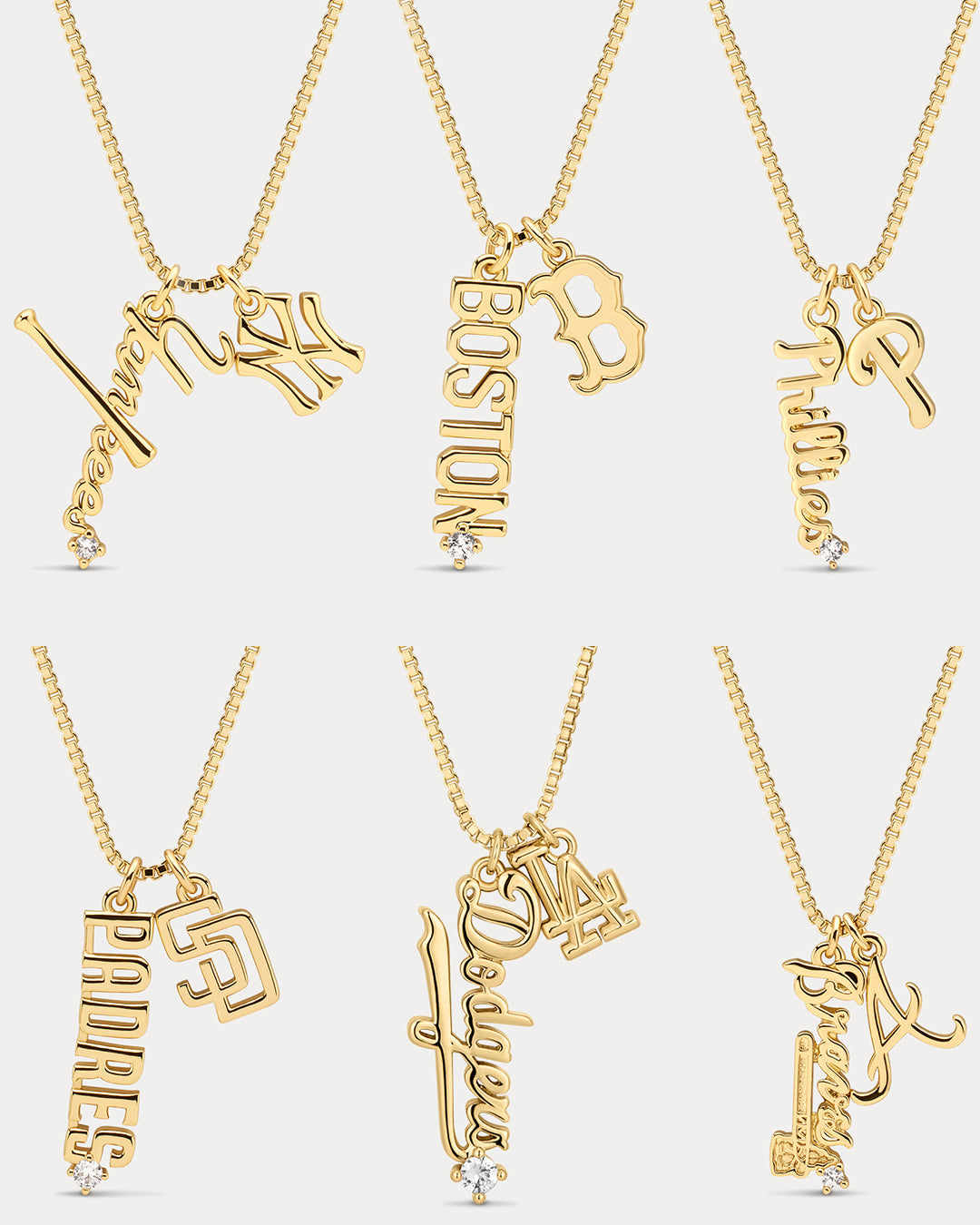 MLB Layered Nameplate Necklace — detail view