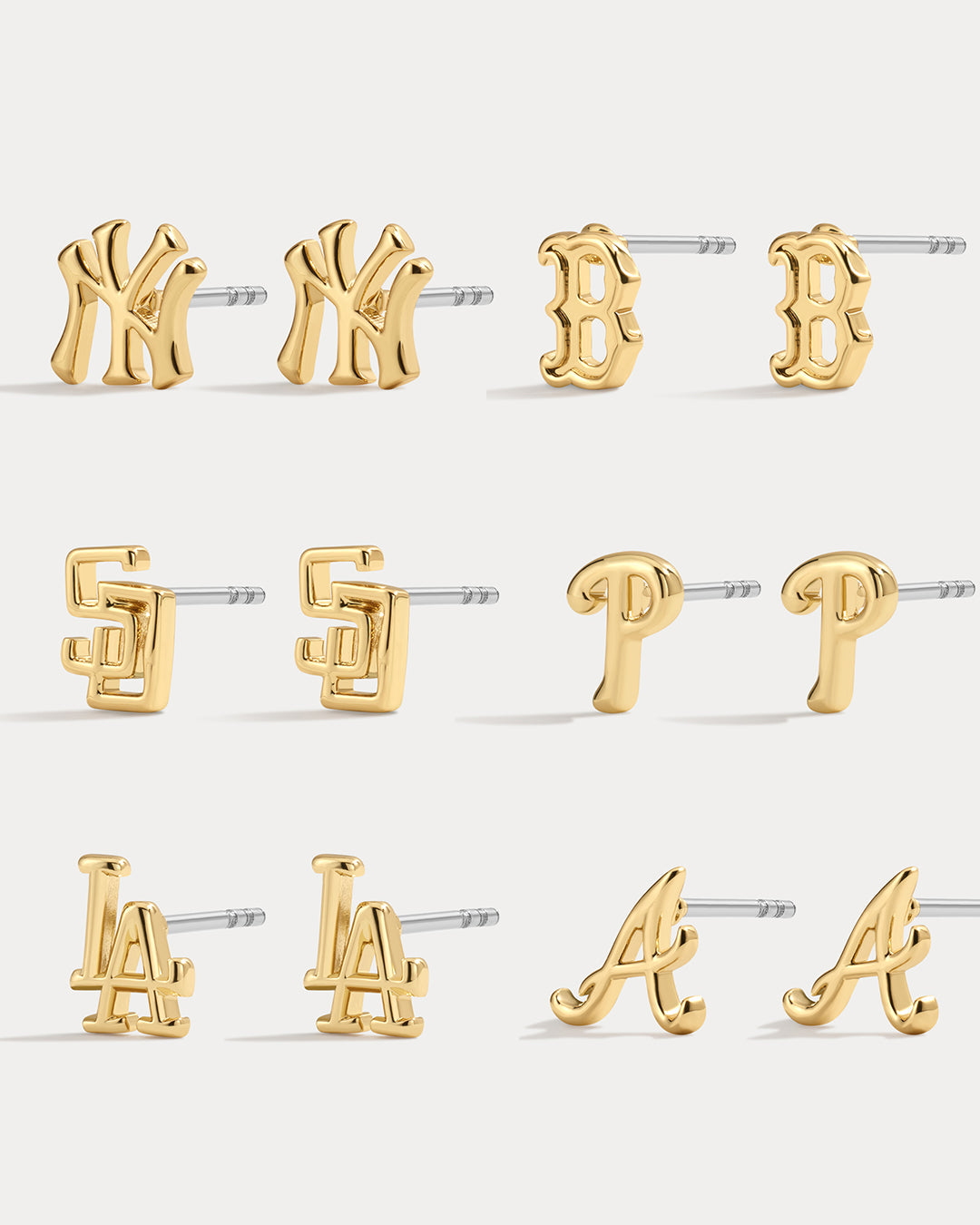 MLB Logo Studs — alternate angle