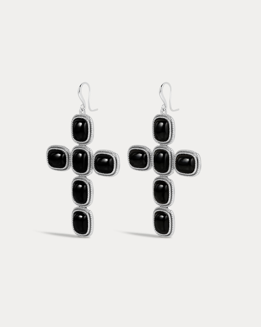 Midnight Mesa Cross Earrings - Silver