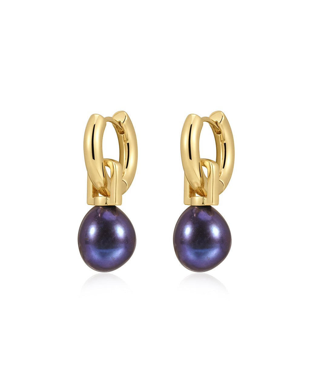 Blue Pearl Amalfi Huggies in Gold - Earrings