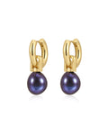 Blue Pearl Amalfi Huggies in Gold - Earrings