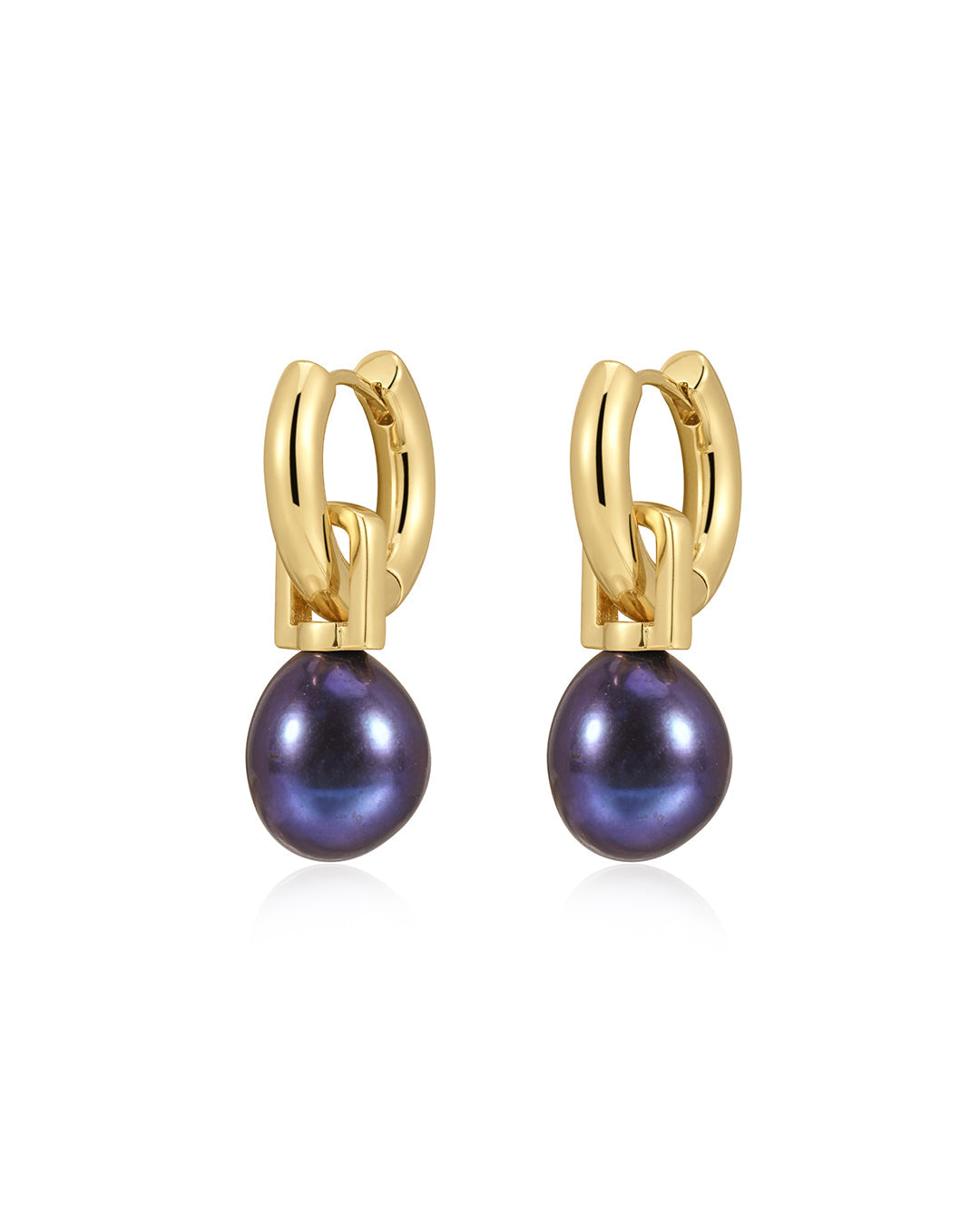 Blue Pearl Amalfi Huggies in Gold - Earrings