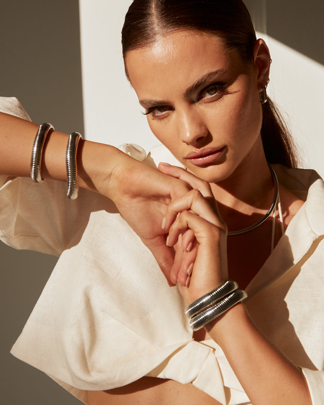 Flex Snake Chain Bracelet - Silver — detail view