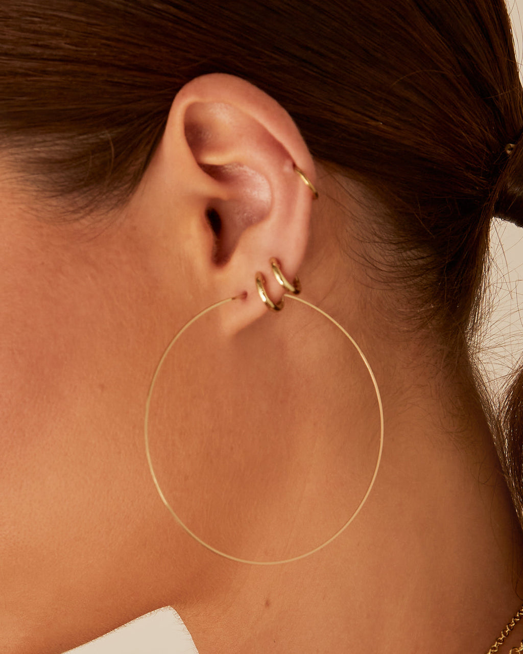 Capri Wire Hoops - Gold — alternate angle 2