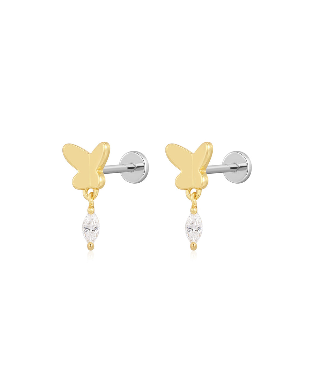 Butterfly Dangle Studs in Gold - Earrings