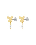Butterfly Dangle Studs in Gold - Earrings