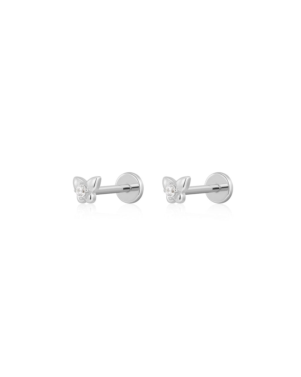 Butterfly Studs in Silver - Earrings — alternate view