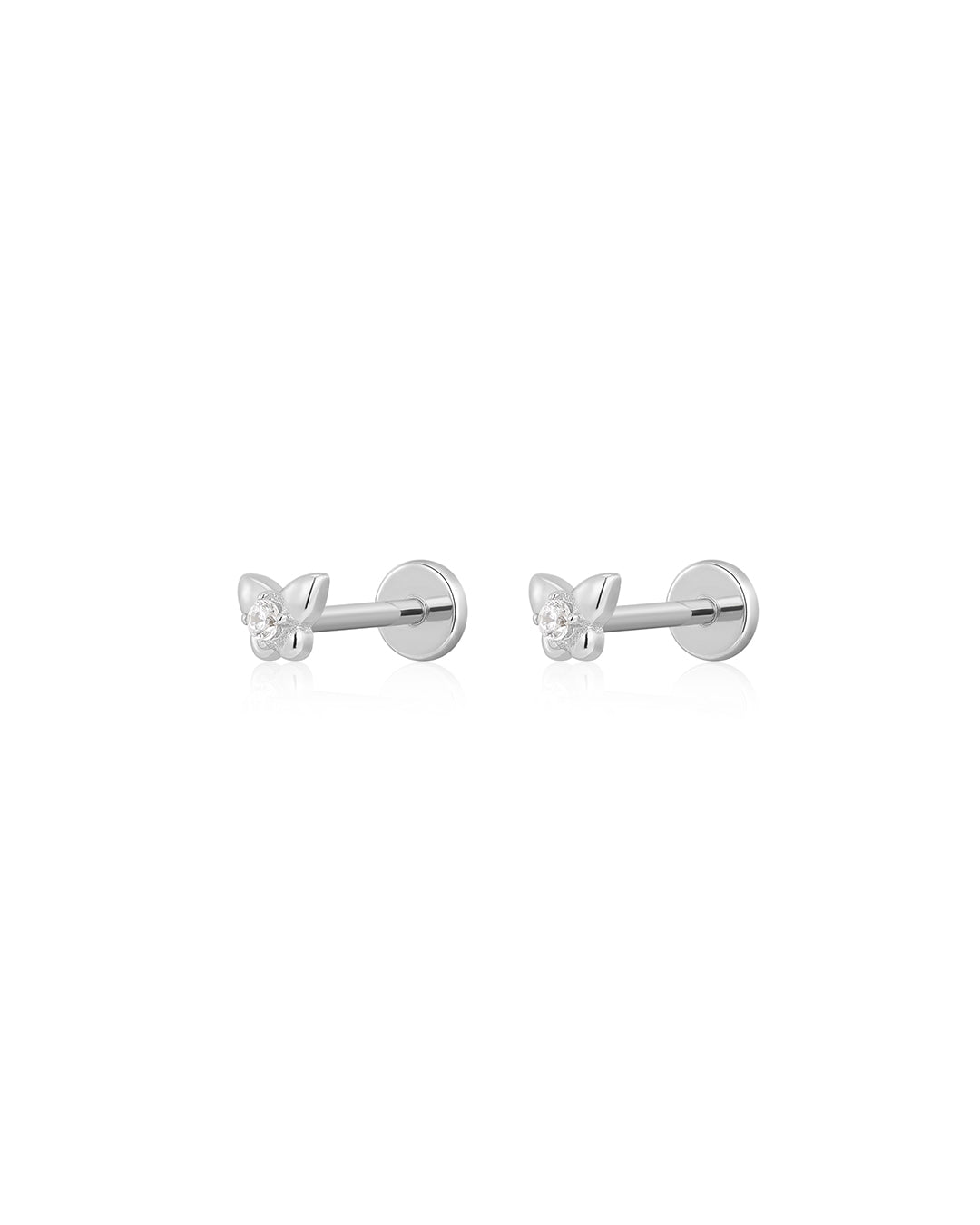 Butterfly Studs in Silver - Earrings — alternate view