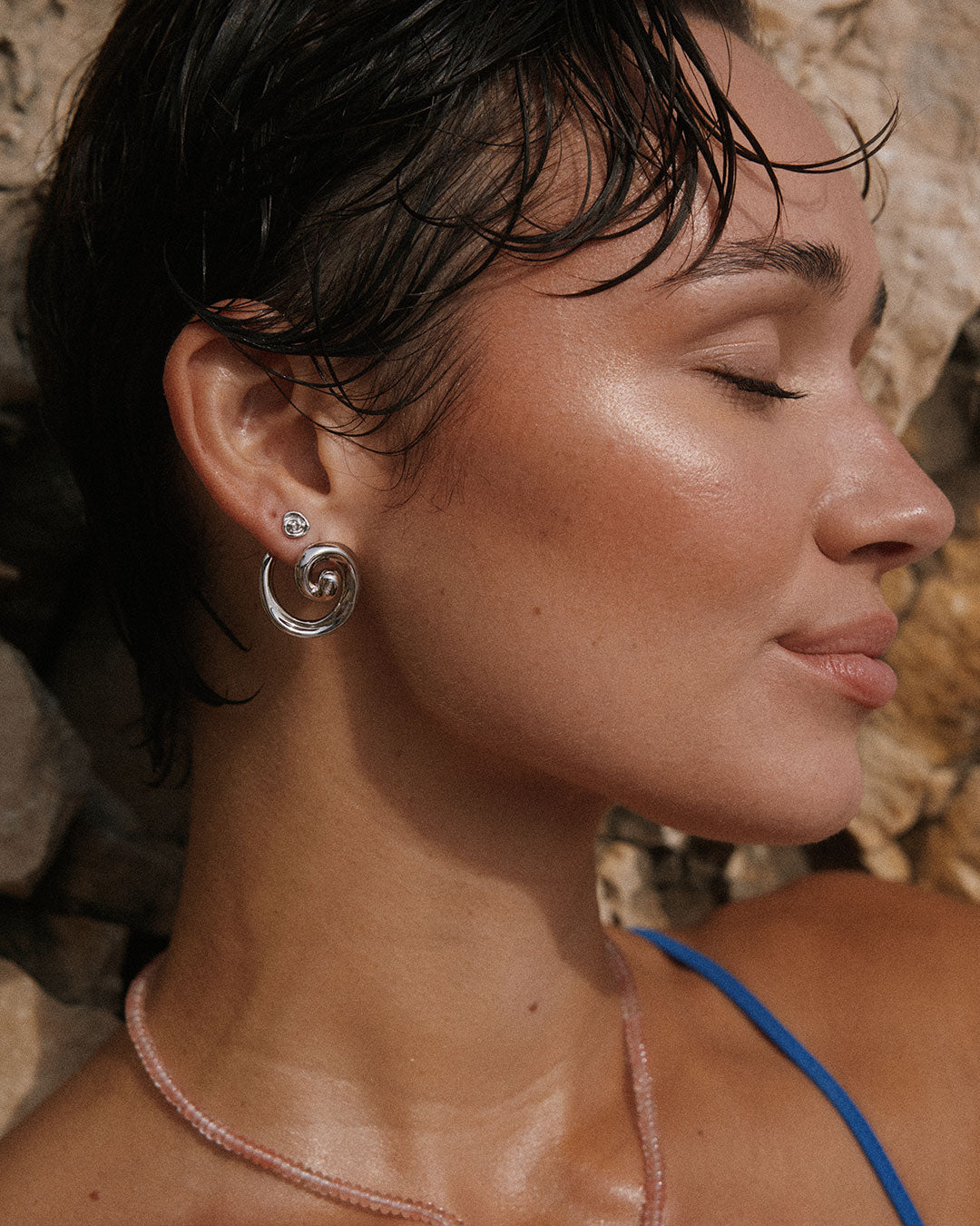 Seashell Coil Studs - Earrings — detail view