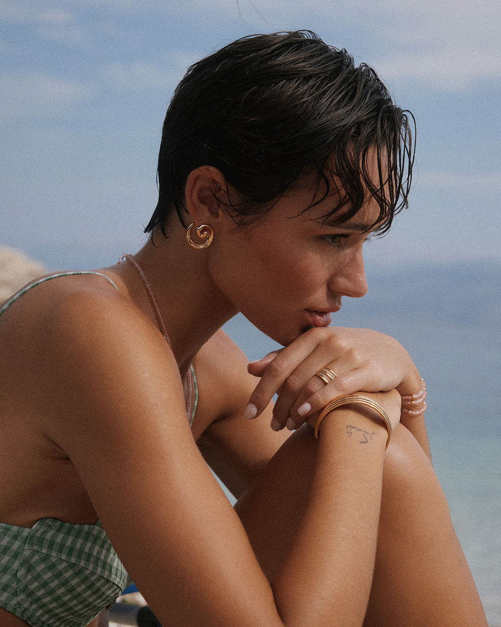 Seashell Coil Studs - Earrings — alternate angle