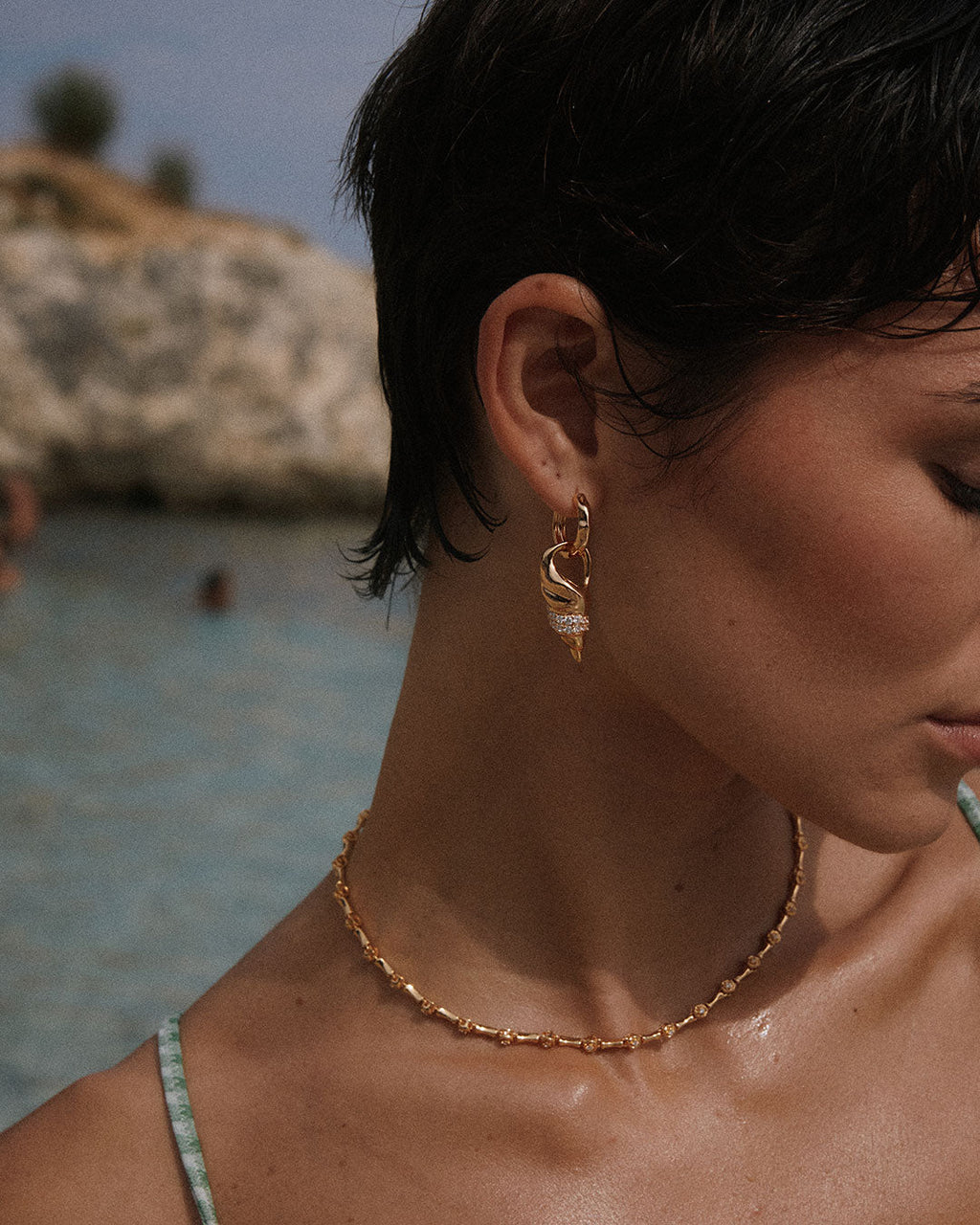 Seashell Charm Hoops — alternate view