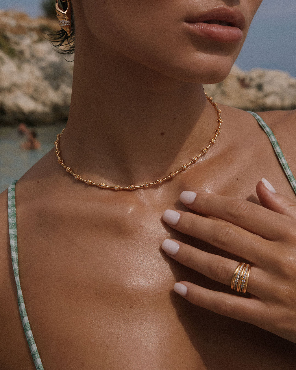 Coquille Tennis Necklace — another angle
