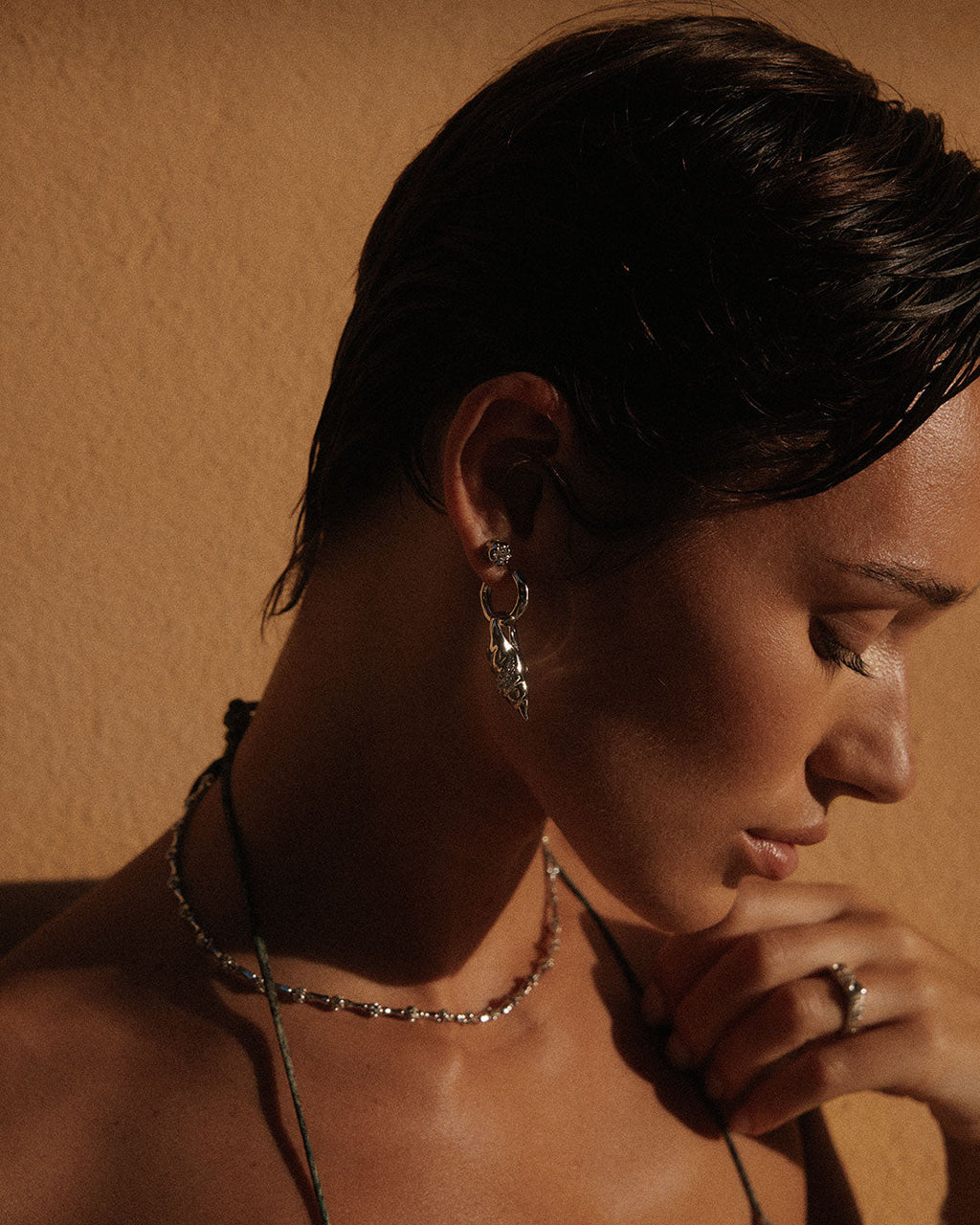 Seashell Charm Hoops — alternate view 2