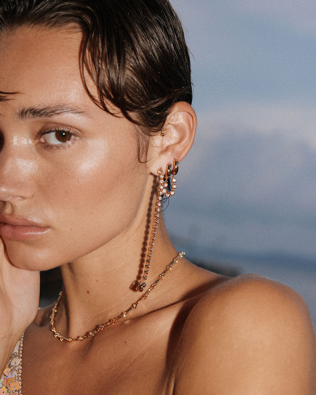 Rose Bud Tennis Drop Studs — alternate view