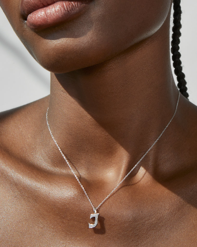 Pavé Initial Necklace— Vintage — detail view