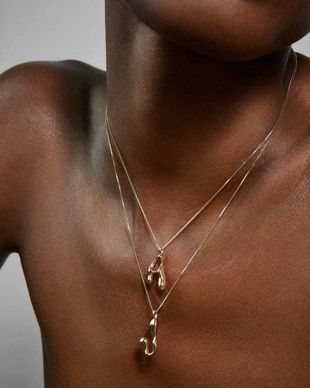 Goopy Letter Initial Charm Necklace — another angle 2