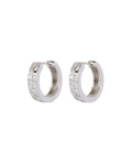 Checkerboard Pavé Hoops - Silver