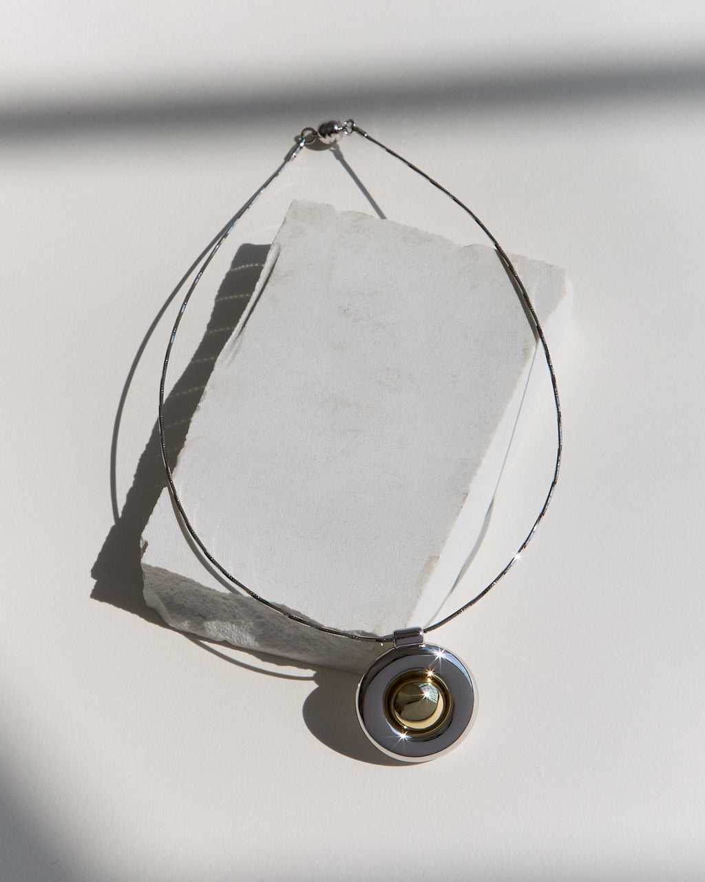 Chrome Orb Pendant Necklace in Silver — alternate view 2