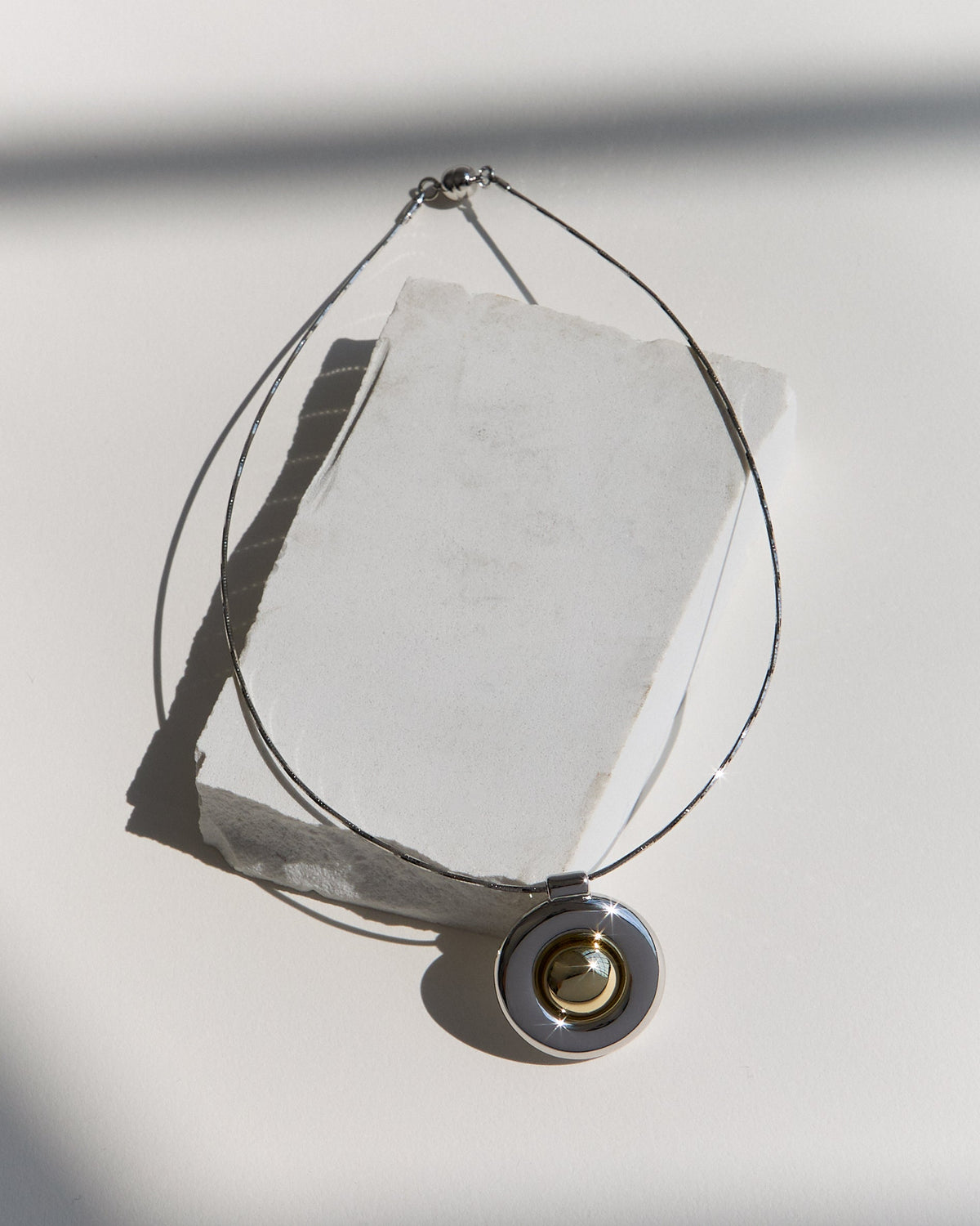 Chrome Orb Pendant Necklace in Silver — alternate view 2