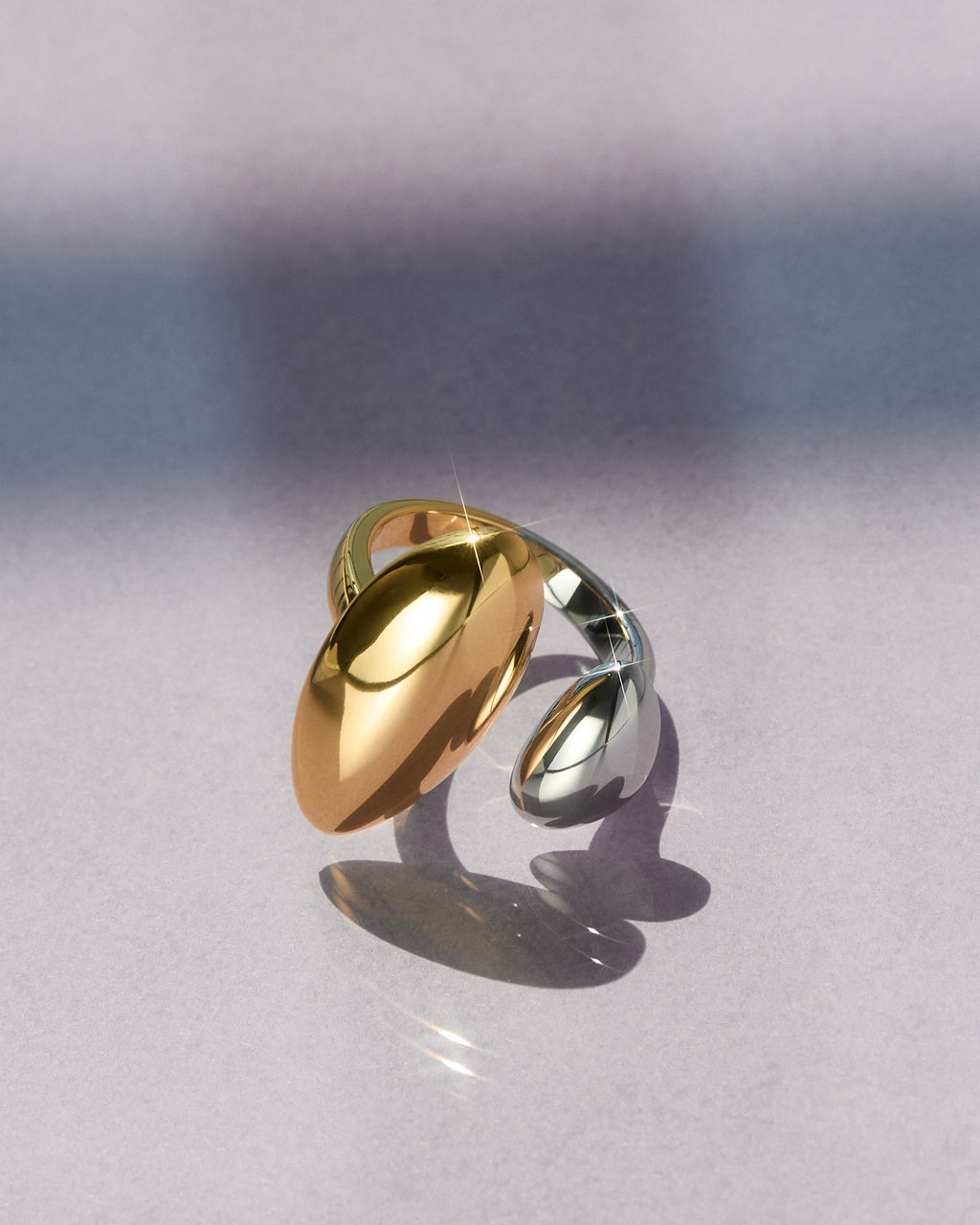 Two-Tone Chrome Orb Ring — another angle