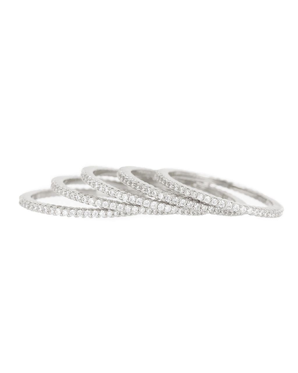 Classique Pavé Bands Set - Silver - Rings — alternate view