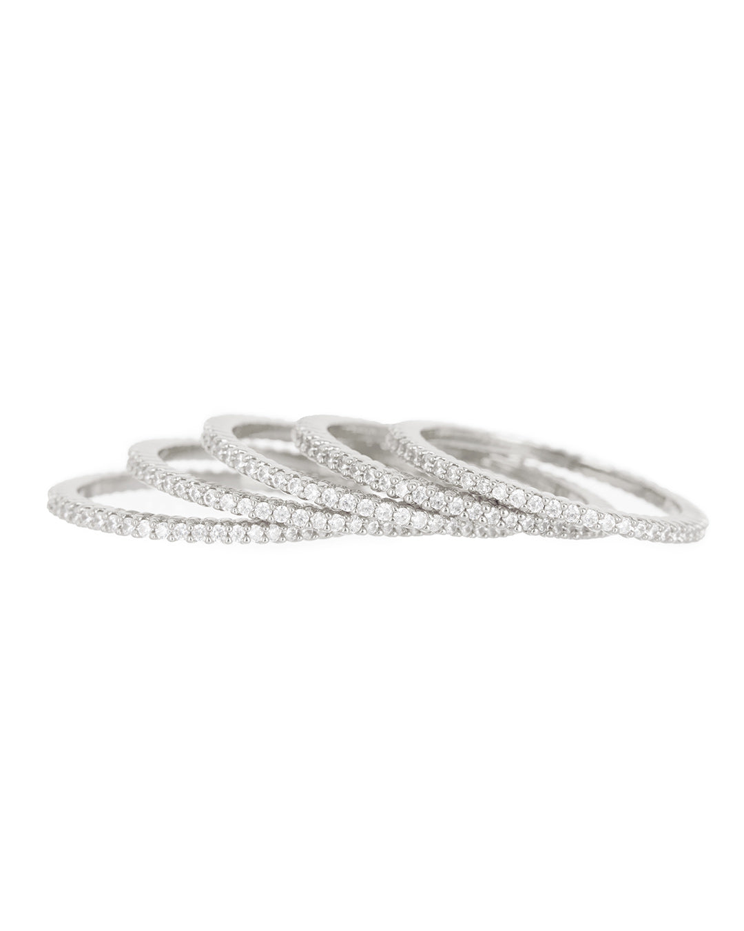 Classique Pavé Bands Set - Silver - Rings — alternate view