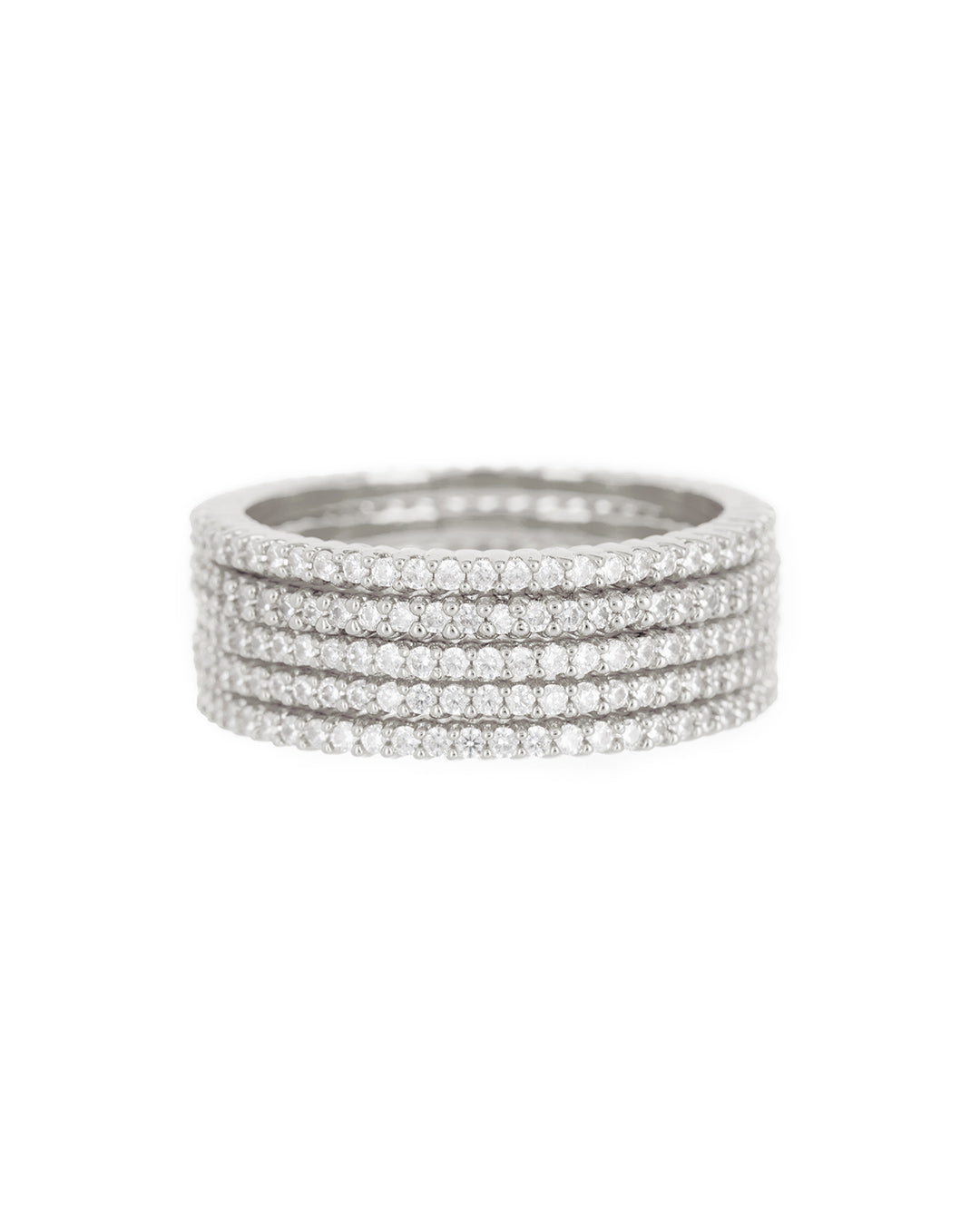 Classique Pavé Bands Set - Silver - Rings