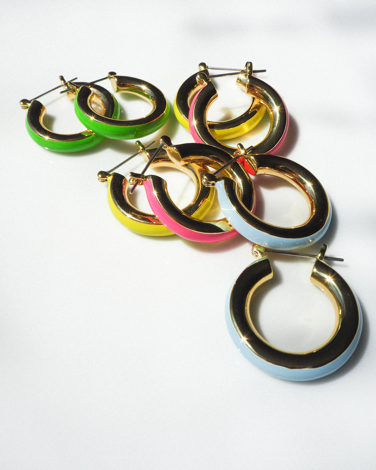 Stripe Baby Amalfi Hoops- Neon Yellow - Gold — alternate view 2