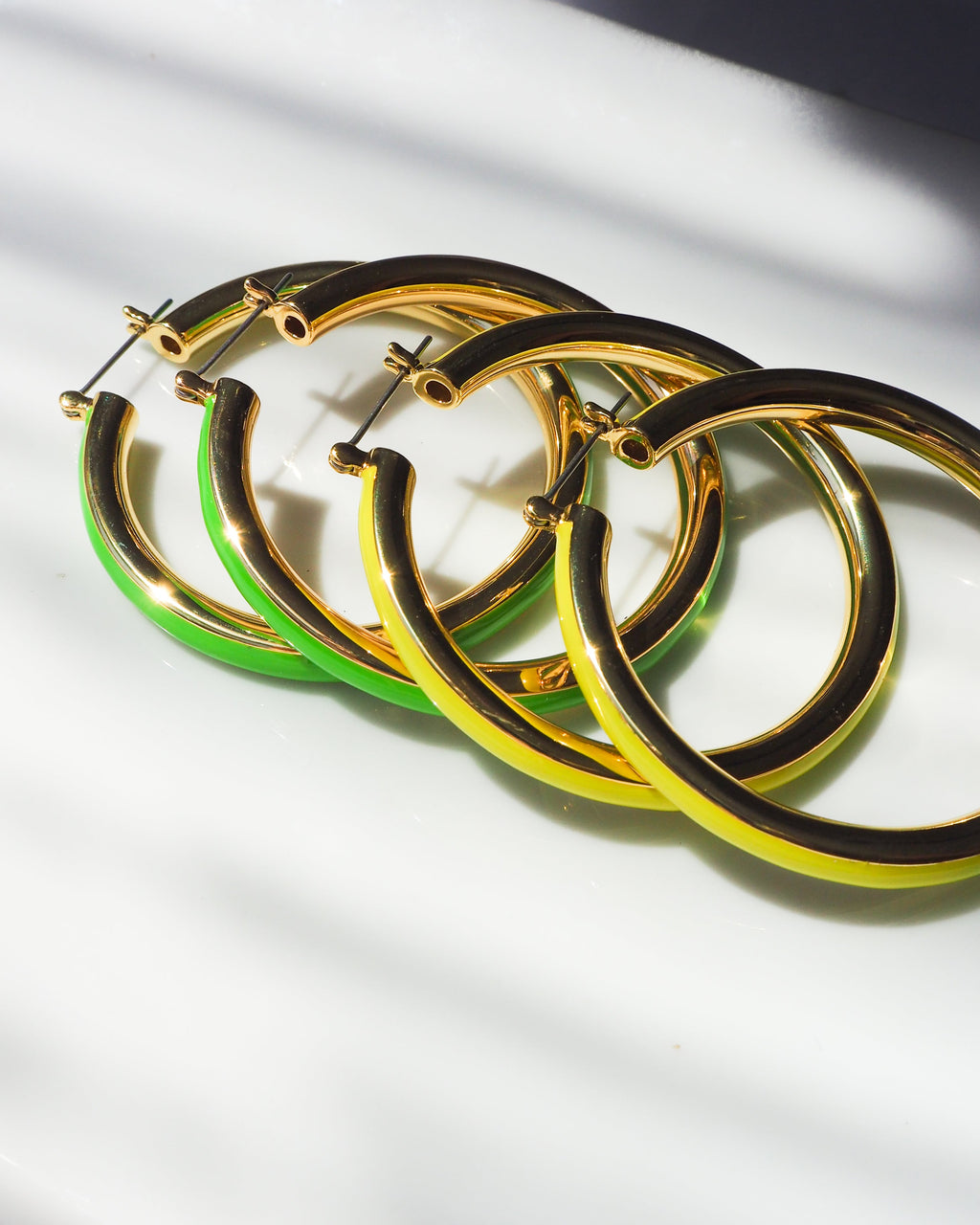 Stripe Amalfi Hoops- Bright Green - Gold — another angle