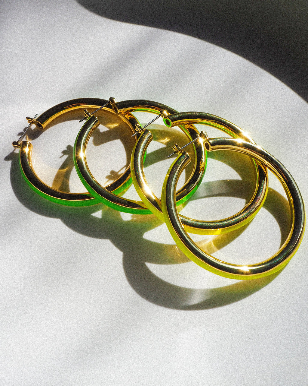 Stripe Amalfi Hoops- Bright Green - Gold — alternate view 2