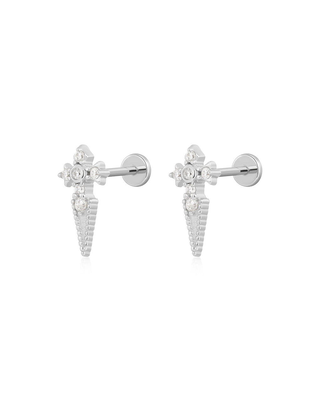 Cross Studs in Silver - Earrings — alternate view