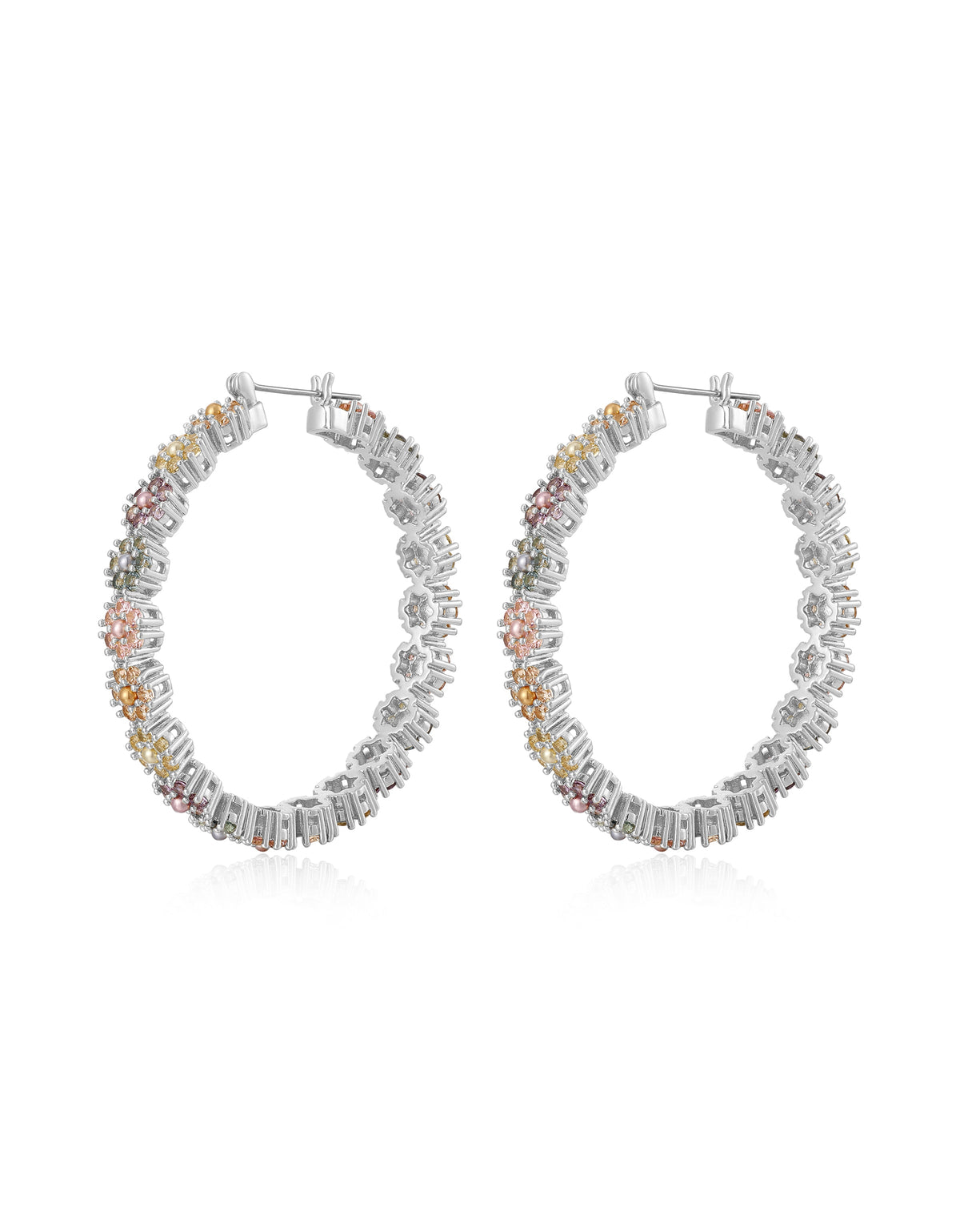Daisy Studs Hoops - Silver