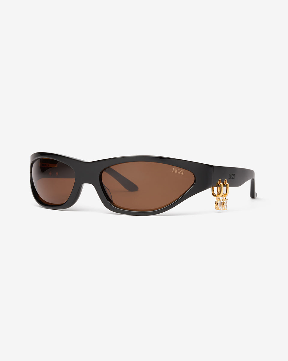 Stoned Sunglasses in Gold - Earrings — detail view