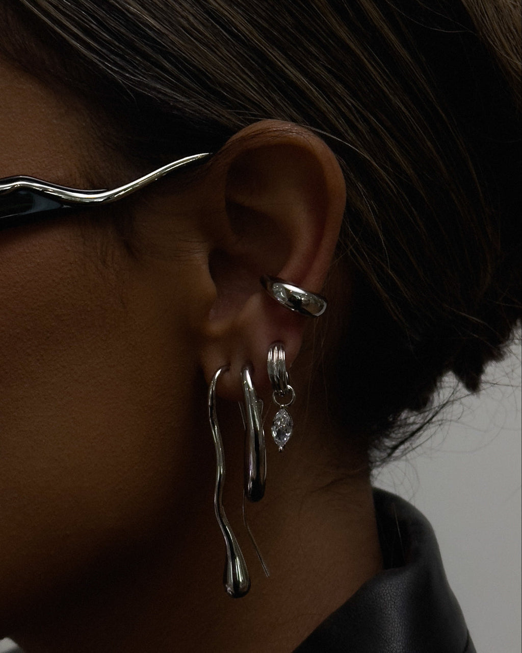 Two Tone Hinge Ear Cuff - Earrings — alternate view