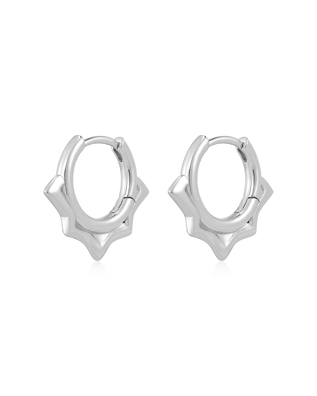 Dainty Spike Huggies in Silver - Earrings — alternate view