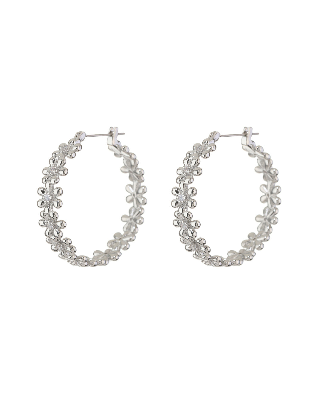 Daisy Chain Hoops - Silver