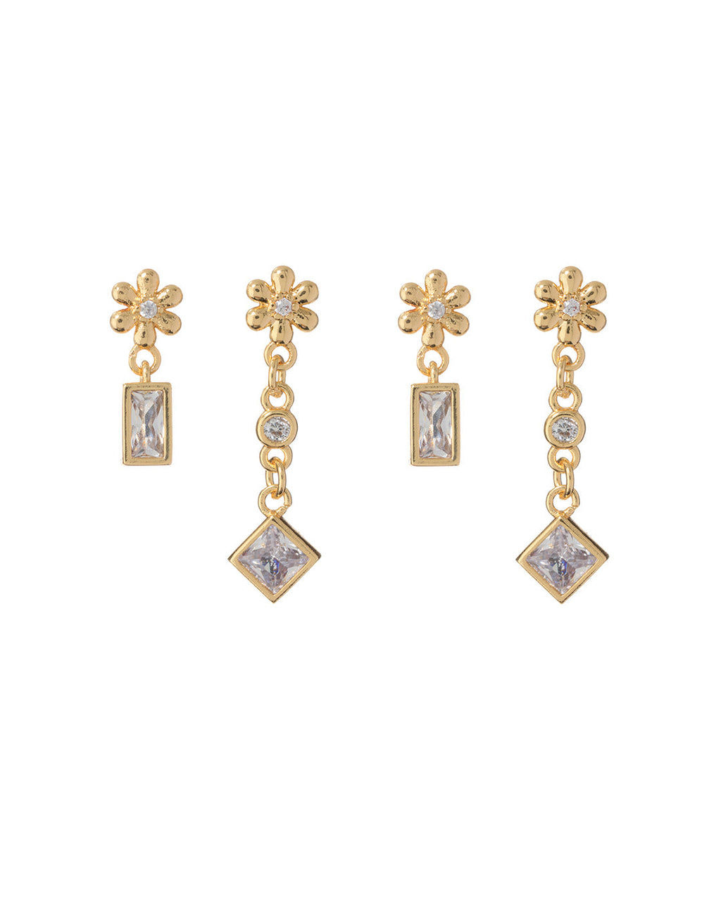 Daisy Chain Studs Set - Gold