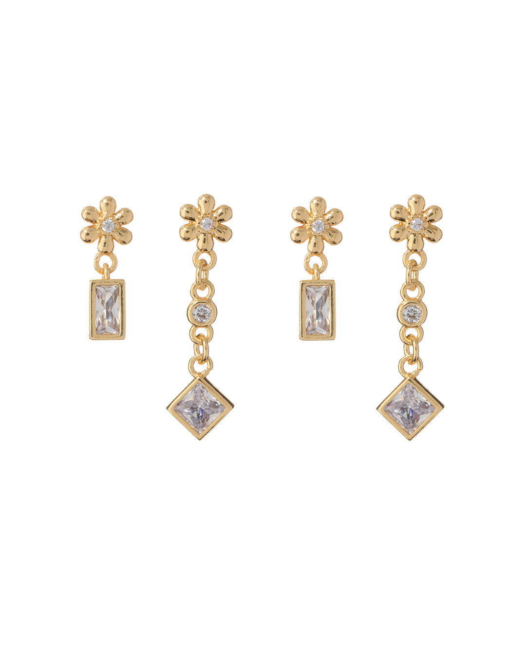 Daisy Chain Studs Set - Gold