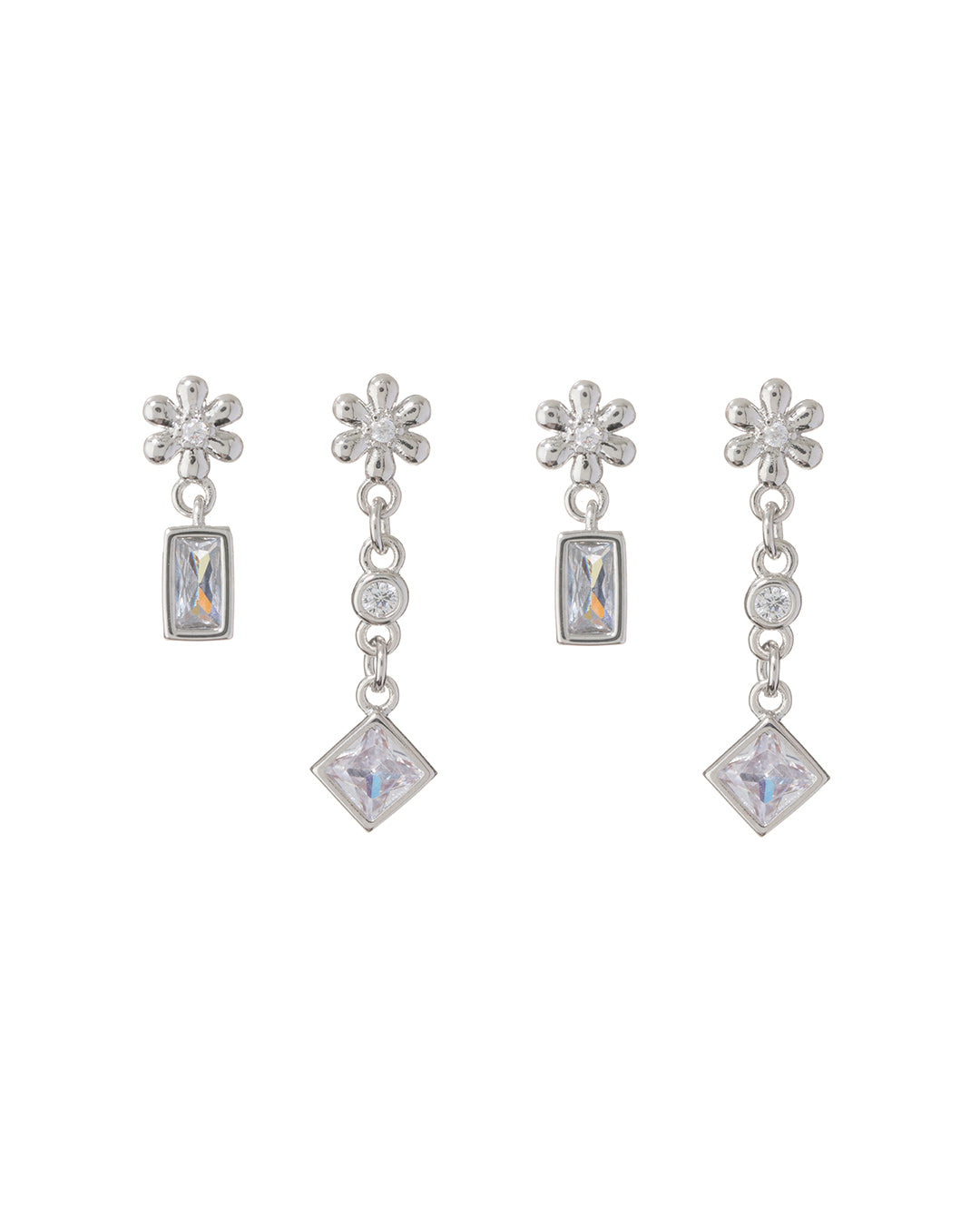 Daisy Chain Studs Set - Silver