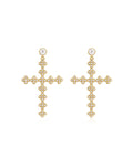 Daisy Stud Cross Earrings in Gold
