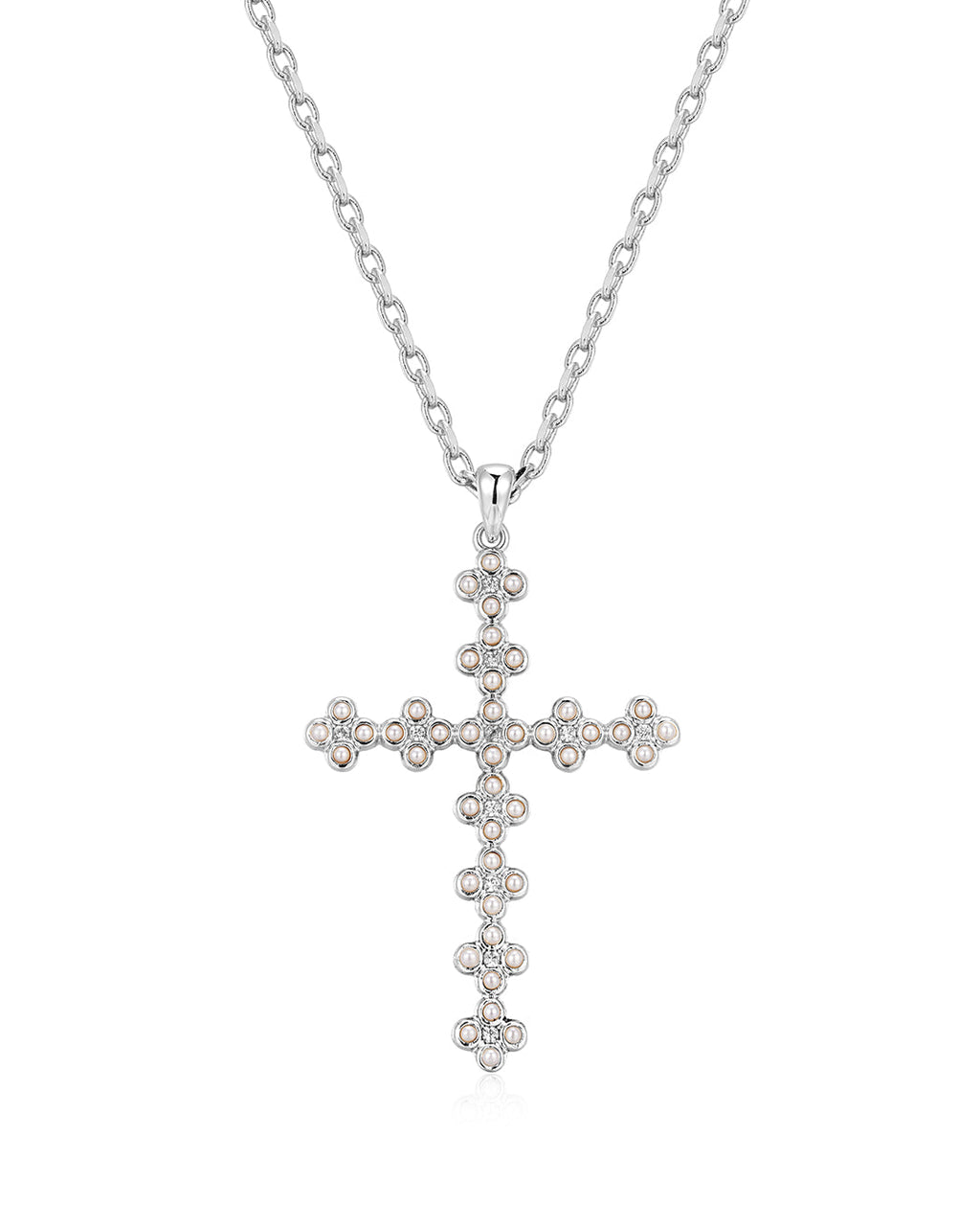 Daisy Stud Cross Necklace in Silver — alternate view