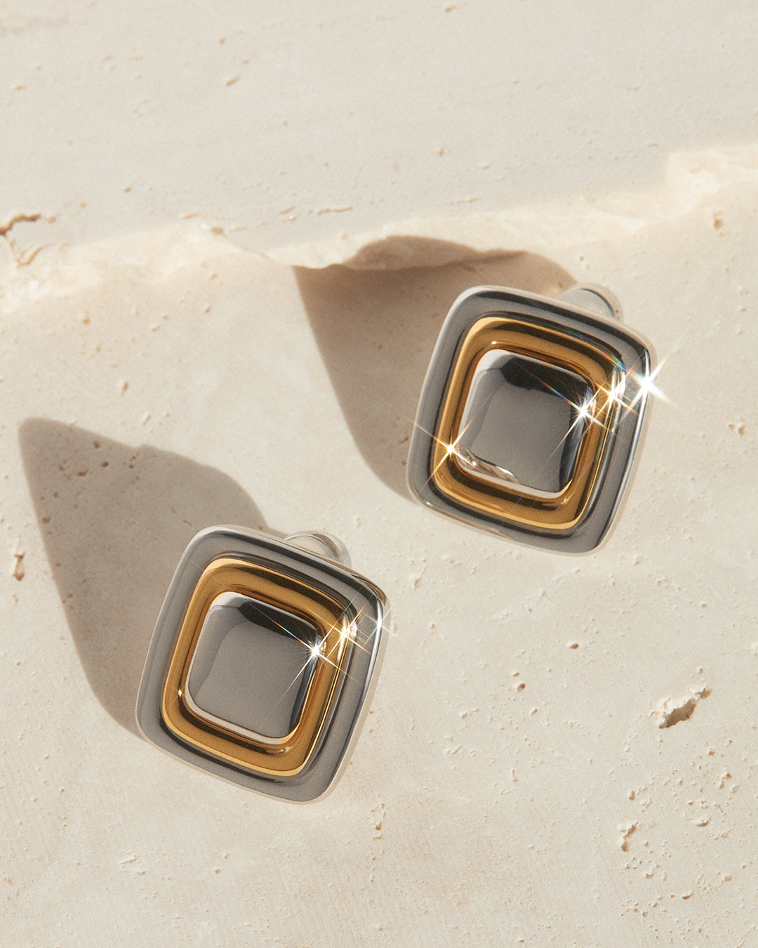 Dalia Two-Tone Studs - Earrings — alternate view 2