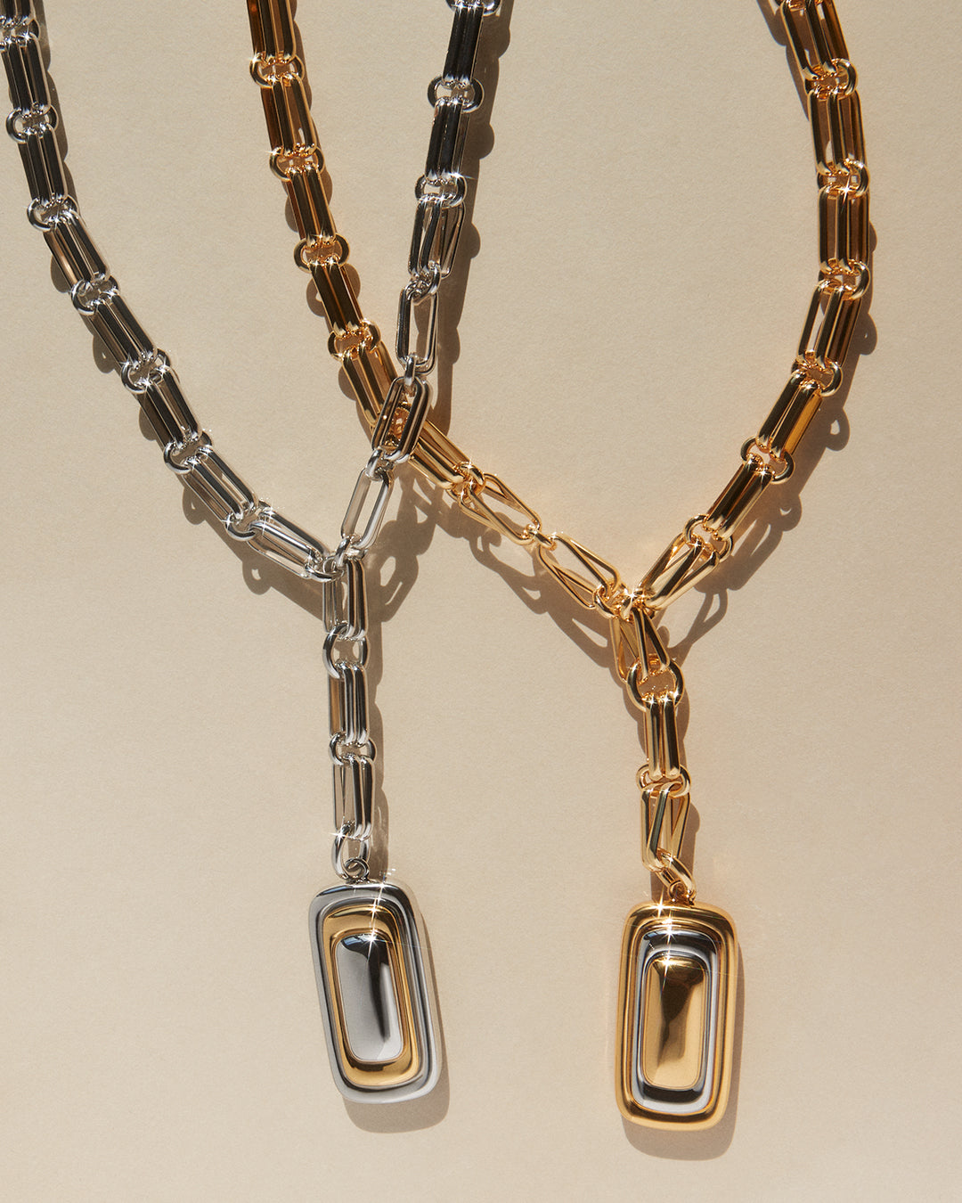 Dalia Two-Tone Pendant Necklace — another angle