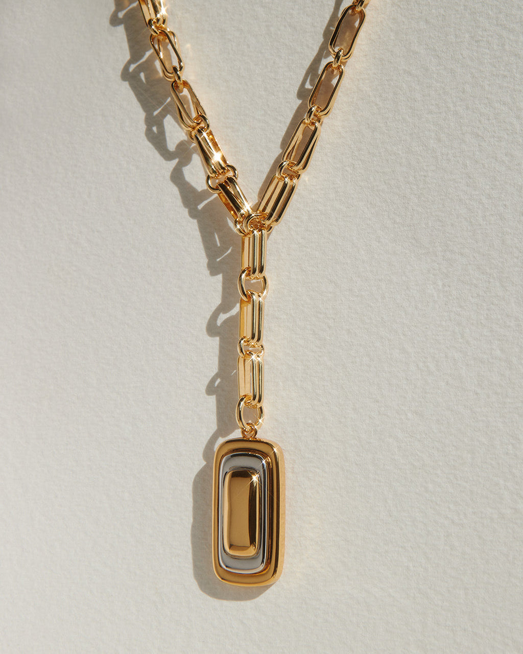 Dalia Two-Tone Pendant Necklace — detail view