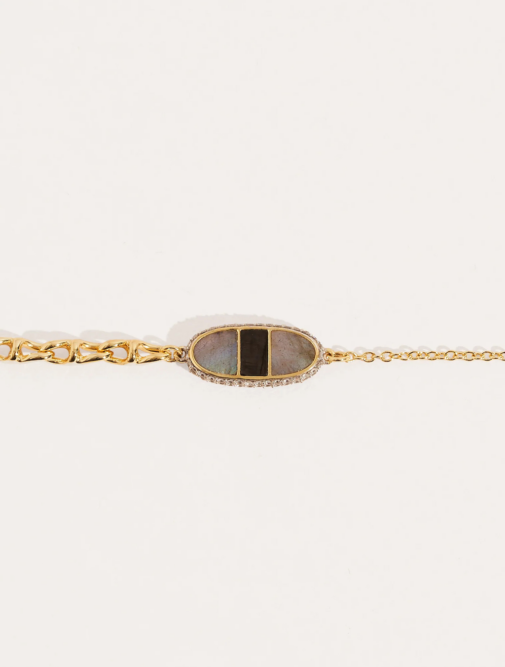 Izy Bracelet - Onyx Textured / Labradorite - front view