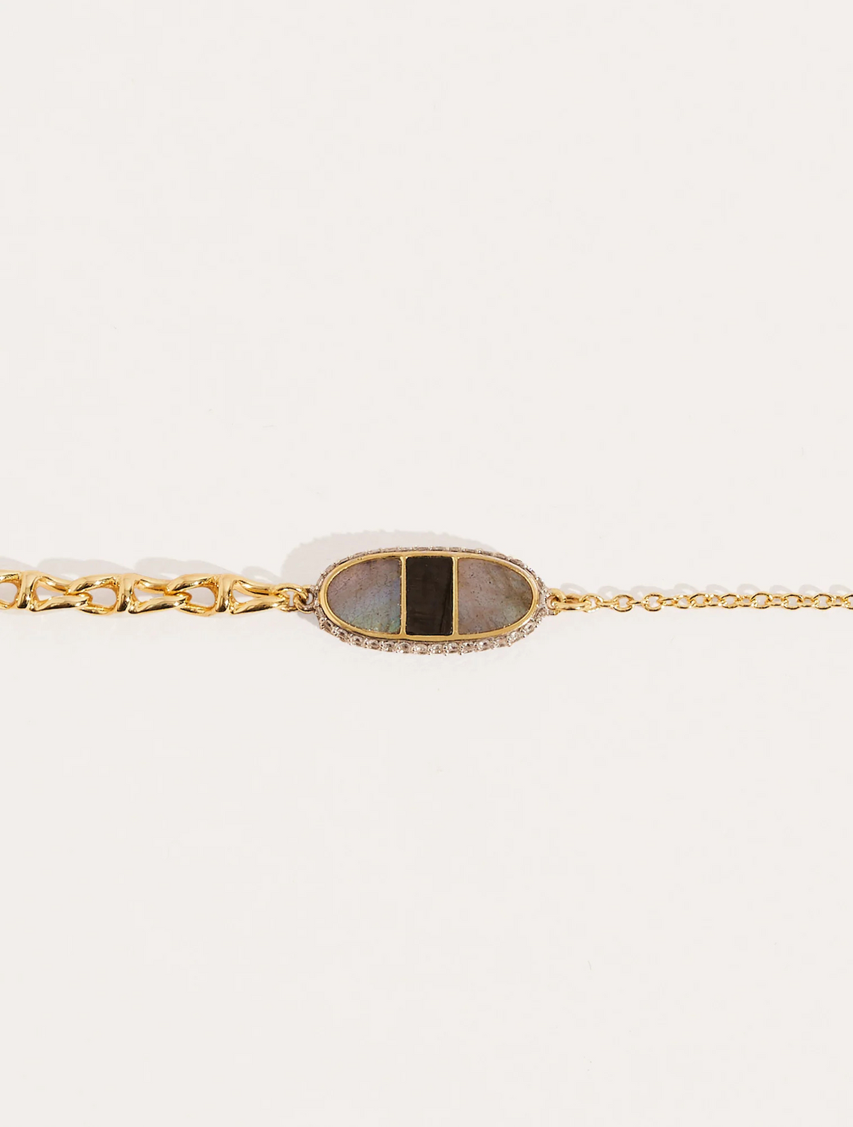 Izy Bracelet - Onyx Textured / Labradorite - front view