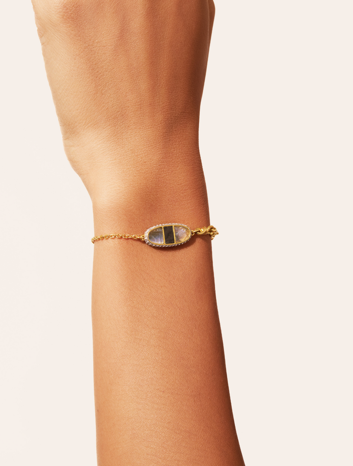 Izy Bracelet - Onyx Textured / Labradorite - alternate view