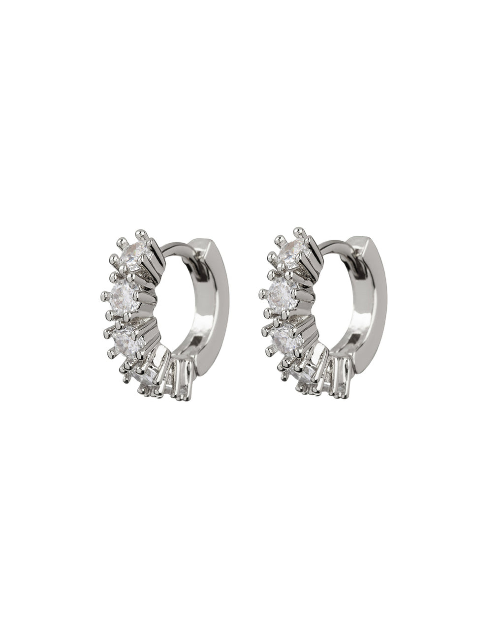 Diamond Bijoux Huggies - Silver - Earrings